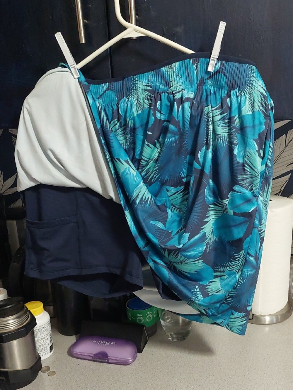 Greg Norman Collection Teal and Navy Tropical Print Skort - Picture 2 of 3